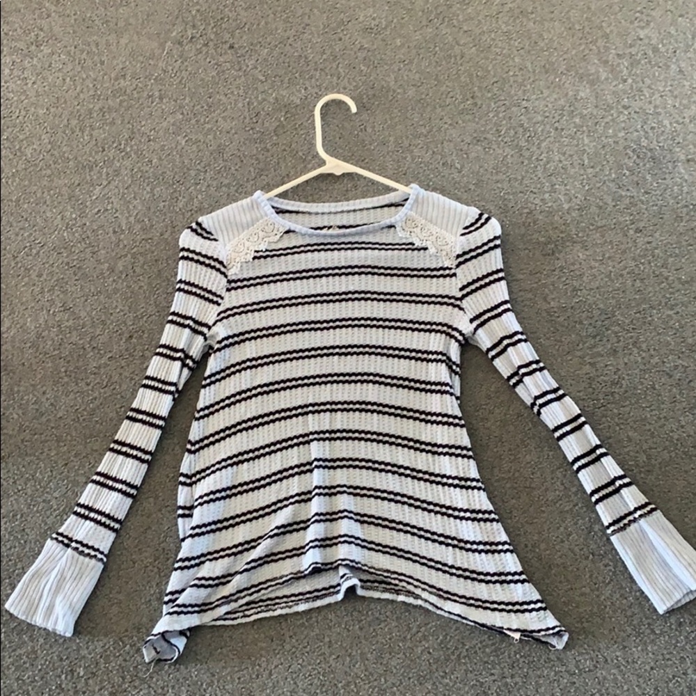 Long Sleeve Blue Long Shirt